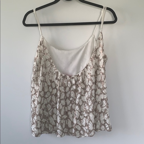 Cropped Scoop Back Flutter Top with Sequins - Picture 2 of 4